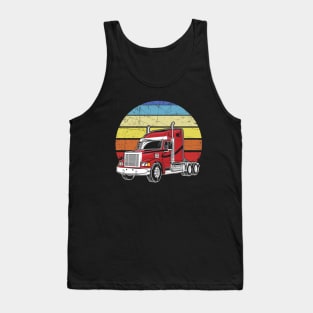 Retro Vintage Trucker Big Rig Semi-Trailer Truck Driver Tank Top